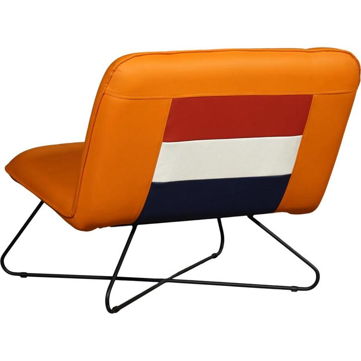 Oranje leren design stoel zonder armleuning - Loveseat -, Huis en Inrichting, Fauteuils, 75 tot 100 cm, 75 tot 100 cm, Nieuw, Leer