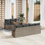 vidaXL Tuin Sofa Set met kussen 8 pcs Grijs Groot Riet en, Verzenden, Nieuw, Rotan