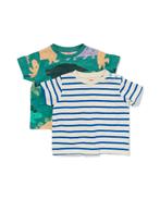 HEMA Baby t-shirts met dino en strepen - 2 stuks groen, Nieuw, Verzenden