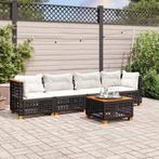 vidaXL 5-delige Loungeset met kussens poly rattan zwart, Tuin en Terras, Tuinsets en Loungesets, Verzenden, Nieuw, Rotan, Loungeset