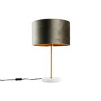Tafellamp messing met velours kap groen 35cm - Kaso, Huis en Inrichting, Lampen | Tafellampen, Nieuw, Overige materialen, Klassiek / Antiek