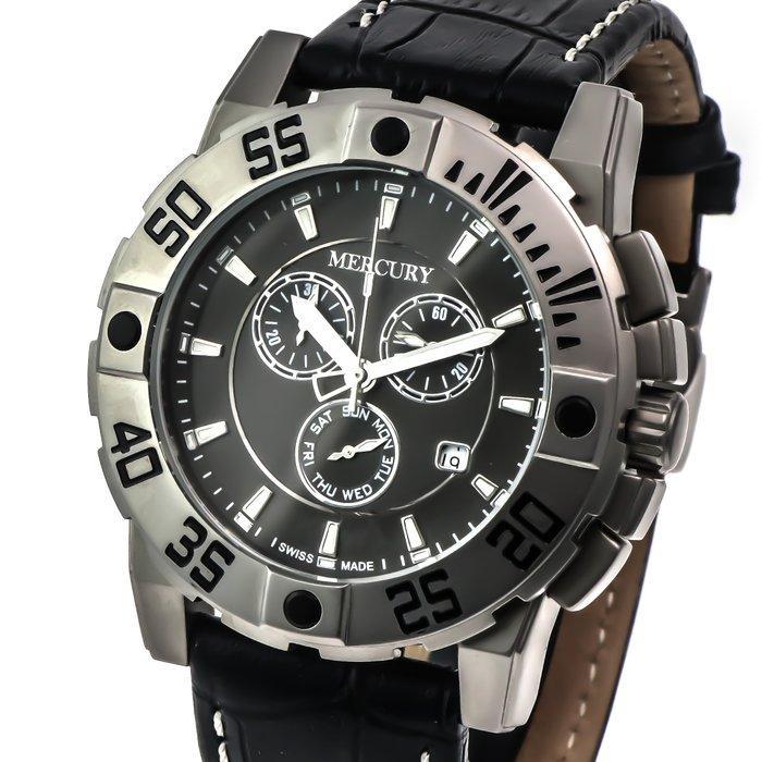 Mercury - Swiss Chronograph - ME10225-SL-2 - Black strap -, Sieraden, Tassen en Uiterlijk, Horloges | Heren