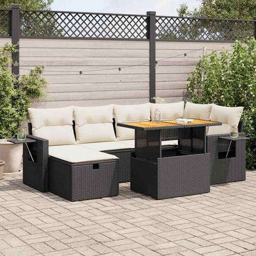 vidaXL 8-delige Loungeset met kussens poly rattan acacia, Tuin en Terras, Tuinsets en Loungesets, Loungeset, Nieuw, 8 zitplaatsen