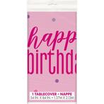 Happy Birthday Tafelkleed Roze 2,13m, Nieuw, Verzenden