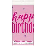 Happy Birthday Tafelkleed Roze 2,13m, Verzenden, Nieuw