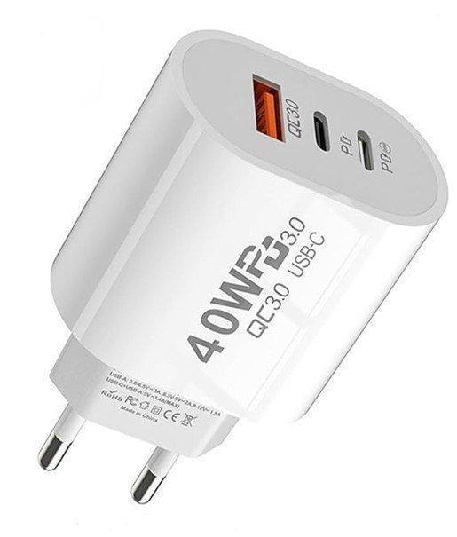 40W Power Delivery en Quick Charge Adapter Wit, Telecommunicatie, Mobiele telefoons | Telefoon-opladers, Nieuw, Overige merken