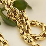 18 Krt. Gouden fantasie schakel collier; 45 cm | GIROVI, Ophalen of Verzenden, Gebruikt, Overige kleuren, Goud