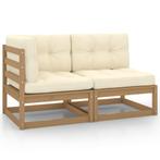 vidaXL 2-delige Loungeset met kussens grenenhout honingbruin, Tuin en Terras, Verzenden, Nieuw, Loungeset