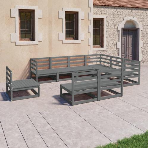 vidaXL 9-delige Loungeset massief grenenhout grijs, Tuin en Terras, Tuinsets en Loungesets, Loungeset, Nieuw, Verzenden