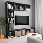 vidaXL 3-delige Boekenkast-/tv-meubelset 180x30x180 cm zwart, Minder dan 50 cm, Verzenden, Nieuw, 150 tot 200 cm