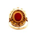 Gouden entourage ring met bloedkoraal 14 krt, Sieraden, Tassen en Uiterlijk, Ringen, Ophalen of Verzenden, Nieuw