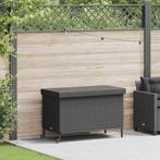 vidaXL Tuinbox met wielen 110x55x73 cm poly rattan zwart, Verzenden, Nieuw