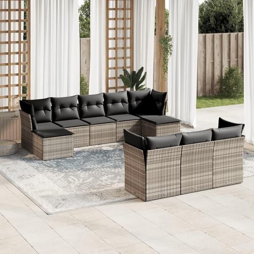 vidaXL 10-delige Loungeset met kussens poly rattan, Tuin en Terras, Tuinsets en Loungesets, Loungeset, Nieuw, Rotan, Verzenden