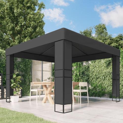 vidaXL Prieel met dubbel dak 3x3 m antraciet, Tuin en Terras, Partytenten, Nieuw, Verzenden