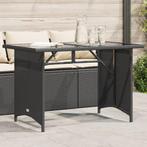vidaXL Tuintafel met glazen blad 110x68x70 cm poly rattan, Verzenden, Nieuw