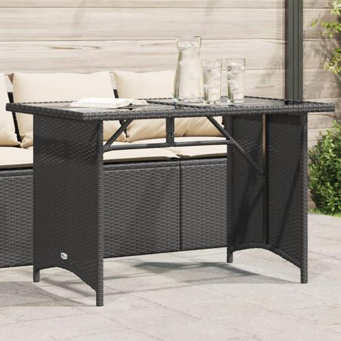 vidaXL Tuintafel met glazen blad 110x68x70 cm poly rattan, Tuin en Terras, Tuintafels, Nieuw, Verzenden