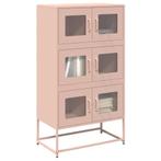vidaXL buffetkast 68x39x123 cm staal roze, Huis en Inrichting, Kasten | Buffetkasten, Verzenden, Nieuw, Metaal