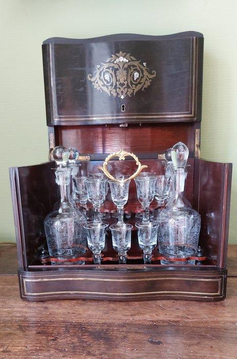 Drankkast - hout, glas, Antiek en Kunst, Antiek | Overige Antiek
