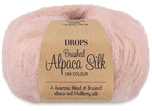 DROPS Brushed Alpaca Silk Uni Colour - 20 zandroos - Wol G, Hobby en Vrije tijd, Breien en Haken, Ophalen of Verzenden
