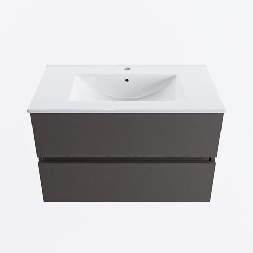 MONDIAZ VICA 80cm badmeubel onderkast Dark Grey 2 lades., Doe-het-zelf en Verbouw, Sanitair, Bad, Nieuw, Ophalen of Verzenden