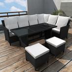 vidaXL 4-delige Loungeset met kussens poly rattan zwart, 4 zitplaatsen, Nieuw, Loungeset, Verzenden