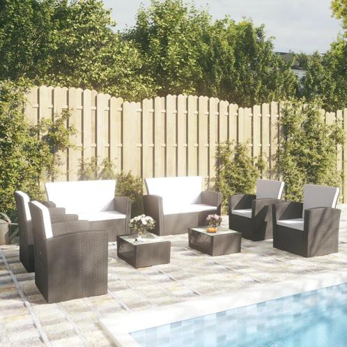 vidaXL 8-delige Loungeset met kussens poly rattan zwart, Tuin en Terras, Tuinsets en Loungesets, Loungeset, Nieuw, Rotan, Verzenden