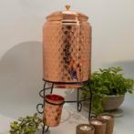 Puur koperen watertank ± 8 liter met standaard en 1 beker, Nieuw