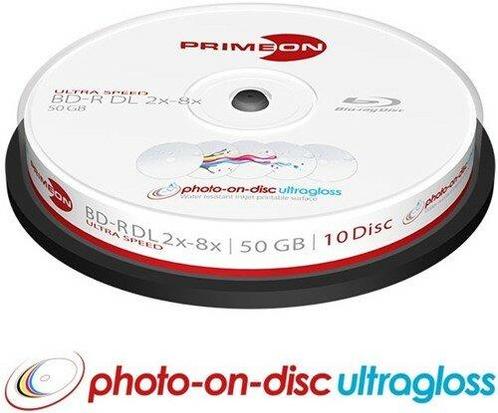 Primeon BD-R DL Printable Glossy 50 GB 8x Speed Cakebox 1..., Computers en Software, Beschrijfbare discs, Nieuw, Verzenden