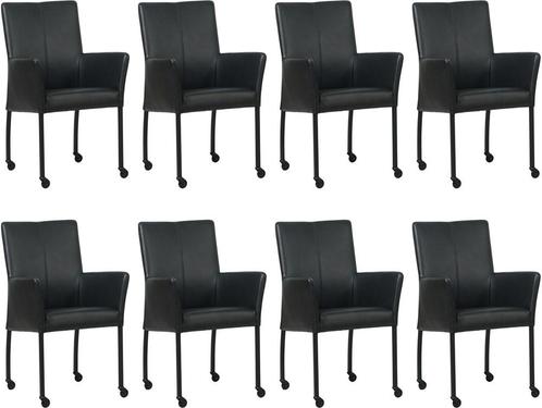 Zwarte leren moderne eetkamerstoel - Granada leer Black (zwa, Huis en Inrichting, Stoelen, Overige kleuren, Nieuw, Leer, Ophalen of Verzenden