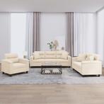 vidaXL 3-delige Loungeset met kussens microvezelstof beige, Huis en Inrichting, Banken | Bankstellen, Verzenden, Nieuw, Vierpersoons of meer