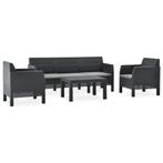 vidaXL 4-delige Loungeset met kussens PP rattan, Tuin en Terras, Tuinsets en Loungesets, Verzenden, Nieuw, Loungeset