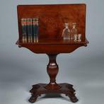 Mahonie Wandtafel uitklapbaar tot vierkante theetafel of spe, Ophalen of Verzenden