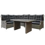 Ibiza hoek dining loungeset 5-delig verstelbaar grijs, Tuin en Terras, Ophalen of Verzenden, Nieuw, Wicker