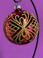 Esse Italia: mat rode kerstballen met goudkleurige glitter,, Diversen, Kerst, Nieuw