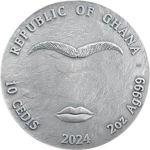 Ghana. 10 Cedis 2024 Frida, 2 Oz, Antique finish (.999), Postzegels en Munten, Munten | Europa | Niet-Euromunten