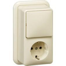 Gira Opbouw combinatie wisselschakelaar en wandcontactdoos, Doe-het-zelf en Verbouw, Elektra en Kabels, Stopcontact, Nieuw