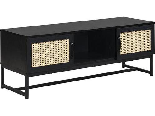 Veiling - TV-Meubel Java – 120 cm – Zwart Hout met Rotan, Huis en Inrichting, Kasten | Televisiemeubels
