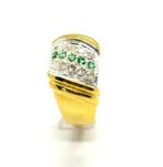 Zonder Minimumprijs - Ring - 9 kt. Geel goud, Zilver Smaragd, Sieraden, Tassen en Uiterlijk, Ringen, Nieuw