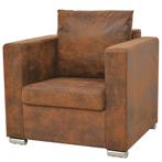 vidaXL Fauteuil kunstsuède bruin, Verzenden, Nieuw