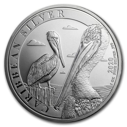 Barbados Caribbean Pelican - 1 oz 2020 (10.000 oplage), Postzegels en Munten, Munten | Amerika, Midden-Amerika, Losse munt, Zilver