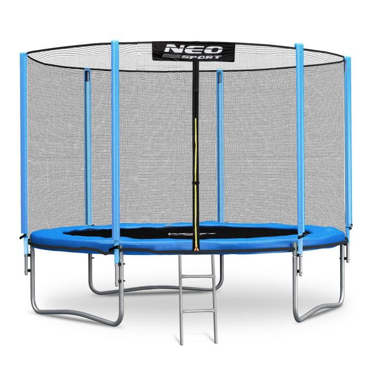 Trampoline - 244 cm - blauw - met ladder en buitenrand ne..., Kinderen en Baby's, Speelgoed | Buiten | Trampolines, Nieuw, Ophalen of Verzenden