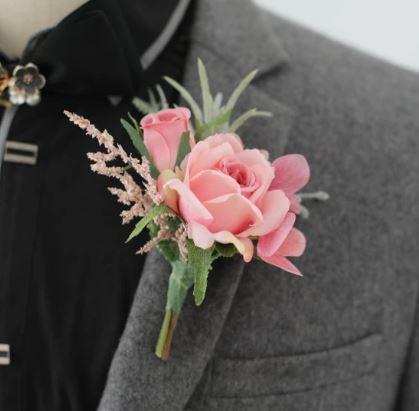 Luxe corsage, corsage van zijderoos oudroze roze/groen, Huis en Inrichting, Woonaccessoires | Kunstplanten en Kunstbloemen, Nieuw