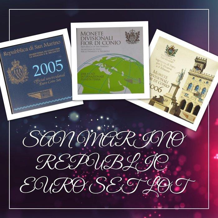 San Marino. Complete Set 2005-2006 and 2008 (Zonder, Postzegels en Munten, Munten | Europa | Euromunten
