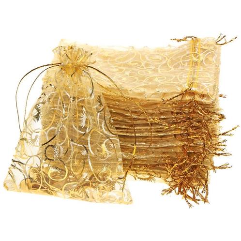 Fako Bijoux® - Organza Zakjes - 9x12cm - Krul Goud - 10, Diversen, Cadeauverpakkingen, Verzenden