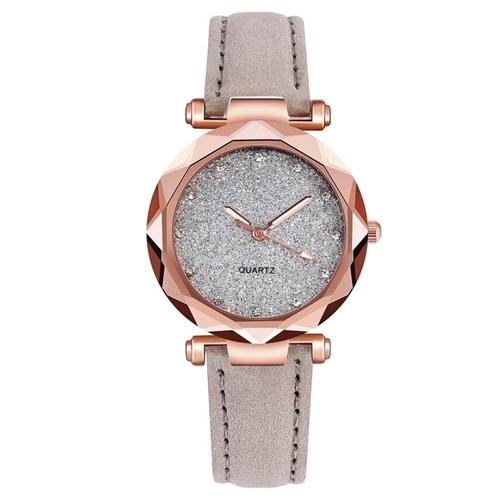 Fako® - Horloge - Stars - PU Suède - Ø 34mm - Grijs, Sieraden, Tassen en Uiterlijk, Horloges | Dames, Verzenden