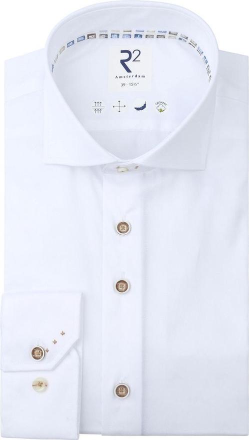 R2 Overhemd Fine Twill Wit maat 41 Heren, Kleding | Heren, Overhemden, Wit, Nieuw, Verzenden