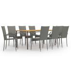 vidaXL 9-delige Tuinset poly rattan grijs, Nieuw, 8 zitplaatsen, Tuinset, Verzenden
