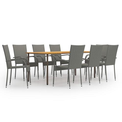 vidaXL 9-delige Tuinset poly rattan grijs, Tuin en Terras, Tuinsets en Loungesets, Tuinset, Nieuw, 8 zitplaatsen, Rotan, Verzenden