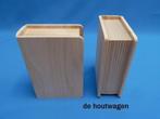kist in boekvorm - houten kist 20 x 14 x 7 cm. in boekvorm, Huis en Inrichting, Woonaccessoires | Kisten, Minder dan 50 cm, Nieuw