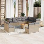 vidaXL 13-delige Loungeset met kussens poly rattan beige, Verzenden, Nieuw, Rotan, Loungeset